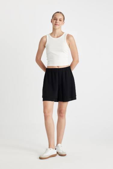 Regular Fit Normal Waist Linen Blend Shorts