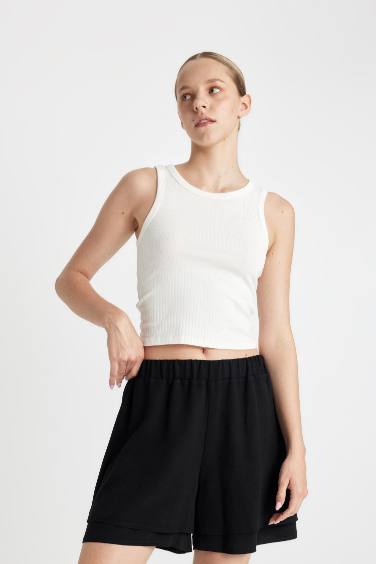 Regular Fit Normal Waist Linen Blend Shorts