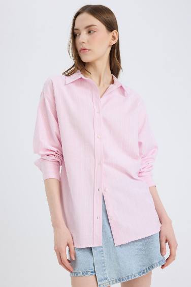 Chemise oversize en Oxford rayée à manches longues