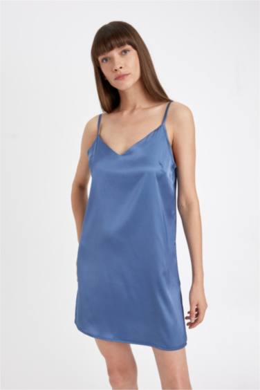Regular Fit V-Neck Satin Woven Dress