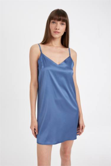 Regular Fit V-Neck Satin Woven Dress