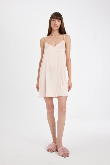 Regular Fit V-Neck Satin Woven Dress