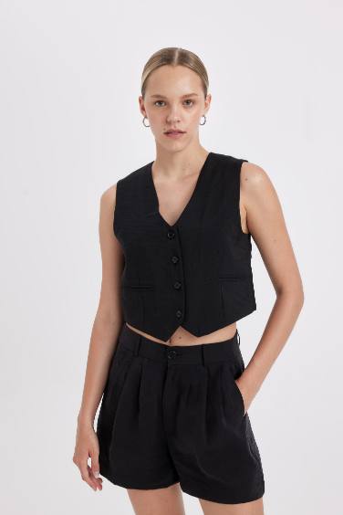 Regular Fit V-Neck Modal Blazer Vest