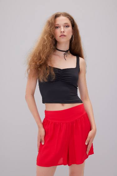 Fitted Heart Neck Crop Top