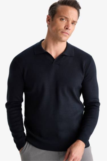 Standard Fit Polo Collar Knitwear Pullover