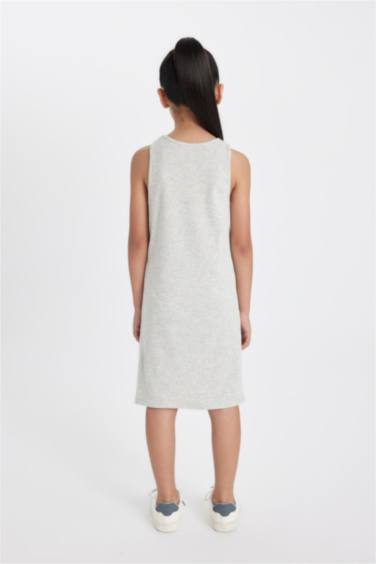 Girl Printed Ribbed Camisole Sleeveless Dress