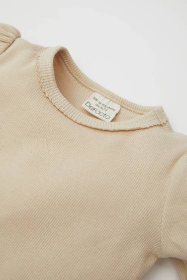 Kız Bebek 2'li Takım Twill Baskılı Uzun Kollu Çıtçıtlı Body Beli Lastikli Desenli Alt