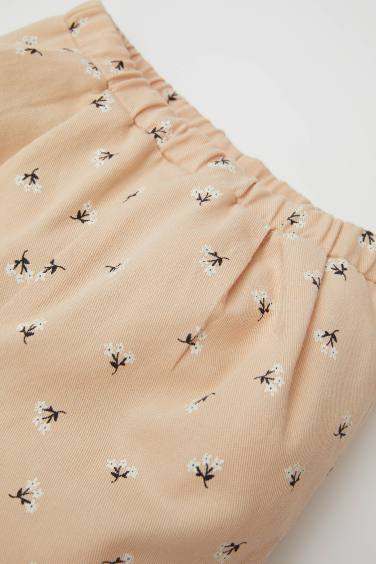 Kız Bebek 2'li Takım Twill Baskılı Uzun Kollu Çıtçıtlı Body Beli Lastikli Desenli Alt