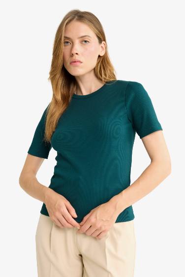 Slim Fit Slim Fit Crew Neck Basic Ribbed Camisole T-Shirt