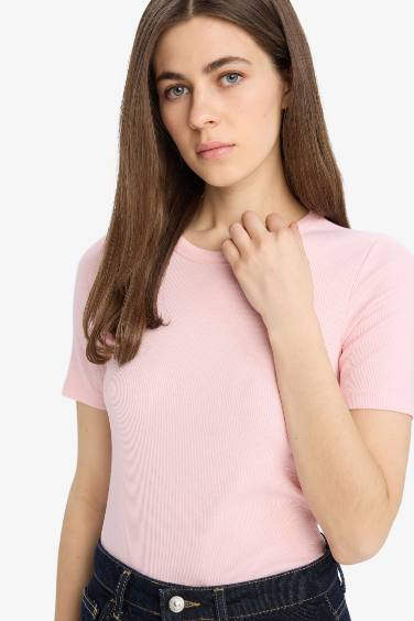 Slim Fit Crew Neck Basic Ribbed Camisole T-shirt