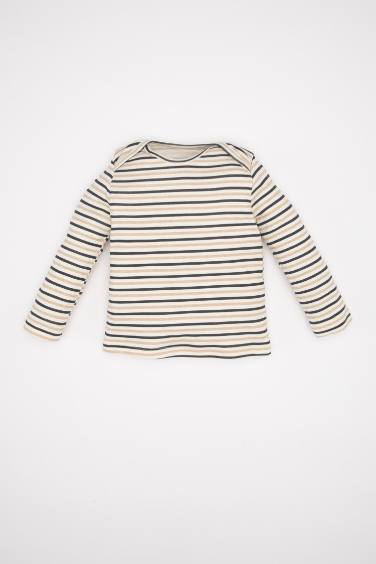 طقم بيبي اولادي سالوبيت جينز وتيشيرت مخطط قصة عادية - قطعتين