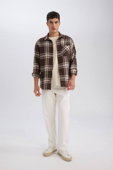 Regular Fit Kareli Oduncu Flanel Uzun Kollu Gömlek