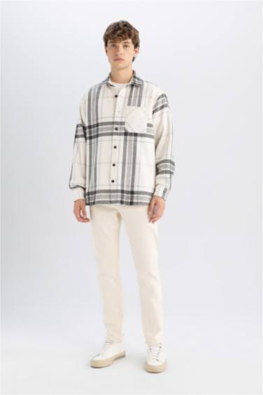 Regular Fit Polo Yaka Kareli Oduncu Flanel Uzun Kollu Gömlek