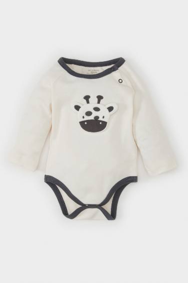 Baby Boy Newborn Giraffe Embroidered Snap Body