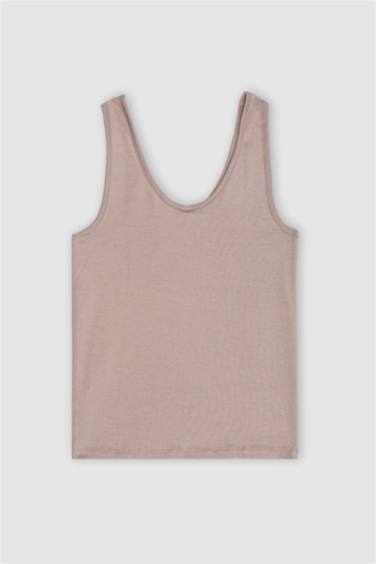 Slim Fit Basic Ribana Crew Neck Tank Top