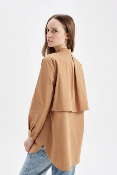 تونيك كم طويل بوبلين قصة مريحة