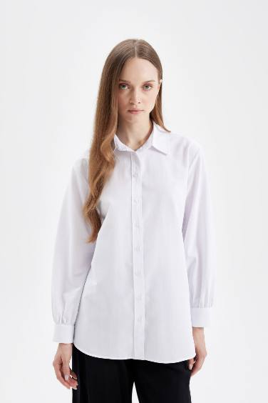 Relax Fit Poplin Long Sleeve Shirt Tunic