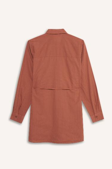 Regular Fit Poplin Bağlamalı Uzun Kollu Gömlek Tunik