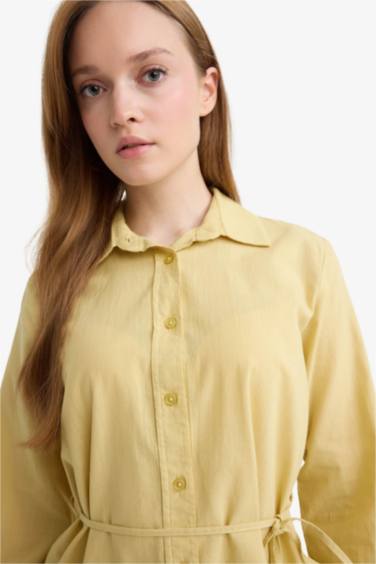 Regular Fit Poplin Tied Long Sleeve Shirt Tunic