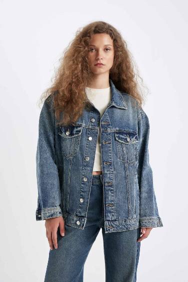 Oversize Fit Geniş Kalıp Jean Ceket