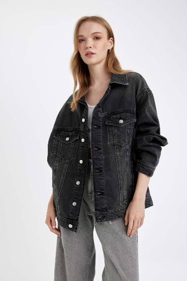 Oversize Fit Geniş Kalıp Jean Ceket