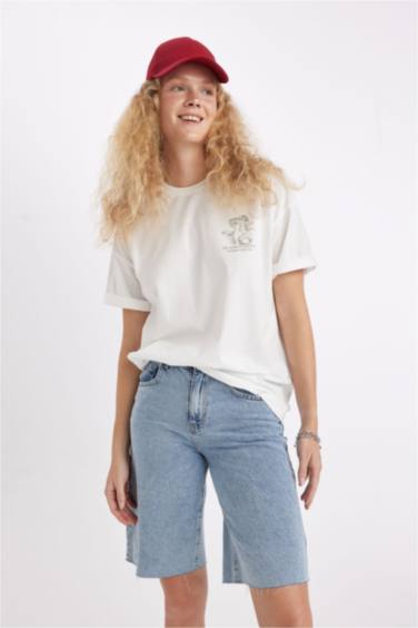 Oversize Fit Crew Neck Printed Short Sleeve T-Shirt