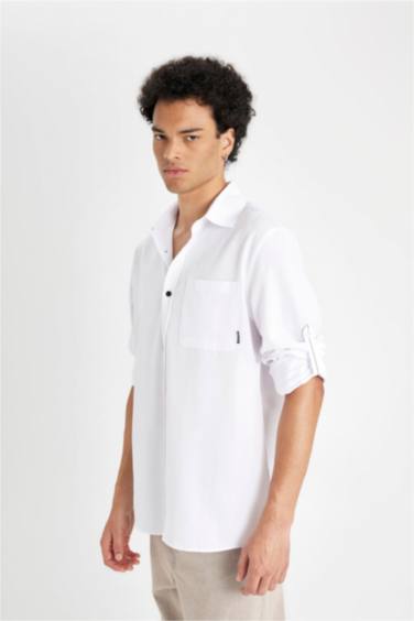 Chemise en coton à manches longues Coupe régulière