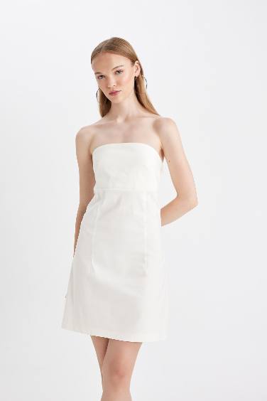 Strapless Bengalin White Mini Dress