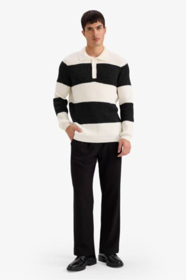 بلوفر تريكو قصة عادية بياقة بولو