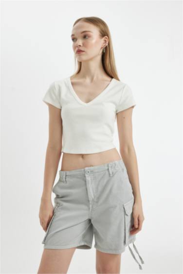 تيشيرت نص كم مضلع سليم فيت