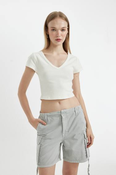 تيشيرت نص كم مضلع سليم فيت