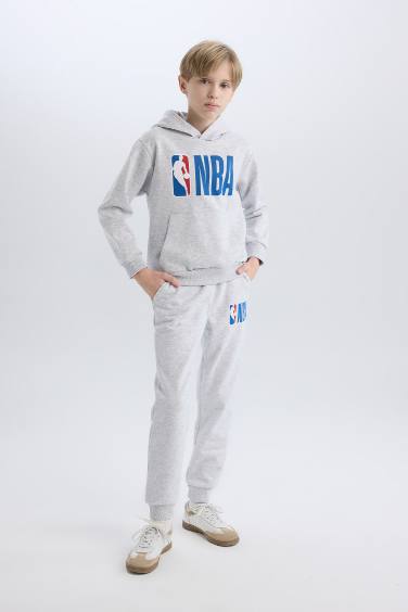 Erkek Çocuk NBA Wordmark Gri Beli Paçası Lastikli Cepli Jogger Eşofman Altı