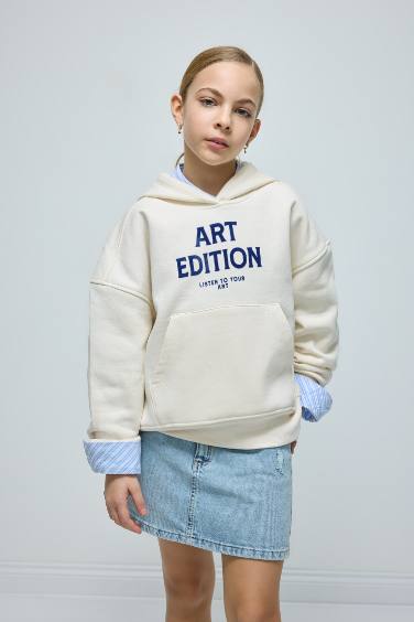 Sweat à capuche Oversize imprimé pour Fille