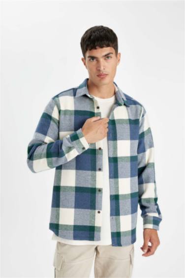 Regular Fit Kareli Oduncu Flanel Uzun Kollu Gömlek
