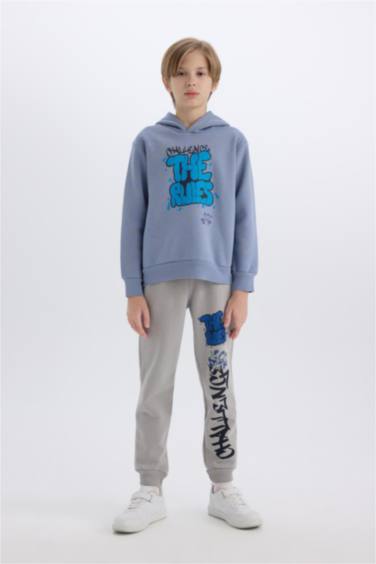 Kapüşonlu Baskılı Sweatshirt Erkek Çocuk