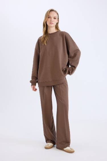 Basic High Waist Standard Length Wide Leg Sweatpants