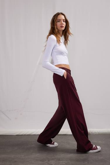 High Waist Standard Length Basic Wide Leg Classic Pants