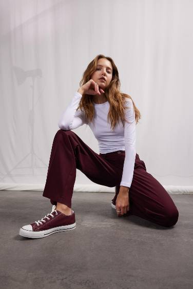 Wide Leg Klasik Kumaş Pantolon Geniş Bol Paça Çift Cepli Yüksek Bel Standart Boy Basic Düz