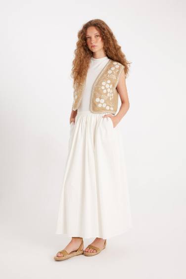 Manuka x DeFacto A Kesim Poplin Maxi Etek