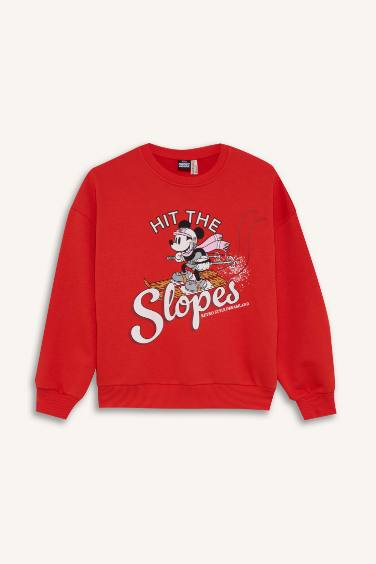 Girl Disney Mickey & Minnie Oversize Fit Crew Neck Sweatshirt