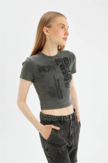 Slim Fit Crew Neck Ribana Short Sleeve T-Shirt