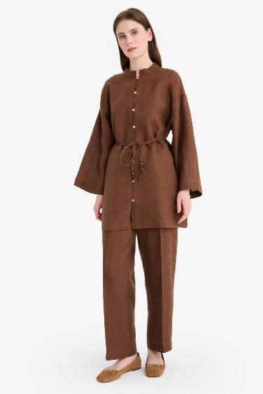 Manuka x DeFacto Straight Fit Keten Pantolon