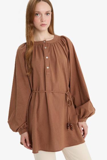 Relax Fit Muslin Long Sleeve Tunic