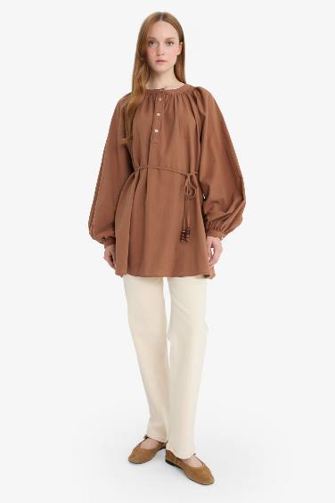 Relax Fit Muslin Long Sleeve Tunic