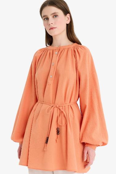 Muslin Basic Laced Long Sleeve Tunic