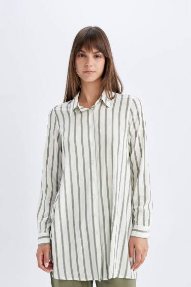 Regular Fit Long Sleeve Shirt Striped Tunic