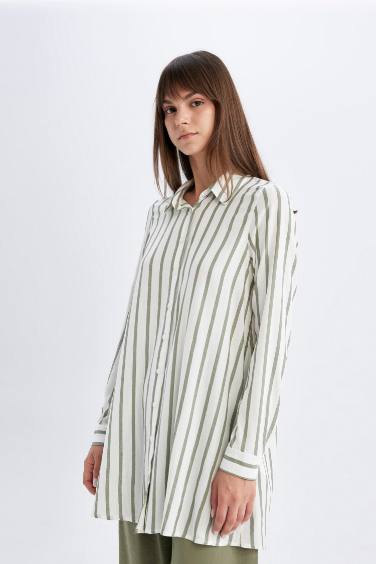 Regular Fit Long Sleeve Shirt Striped Tunic
