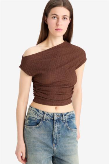 Slim Fit One Shouldered Wrap T-Shirt