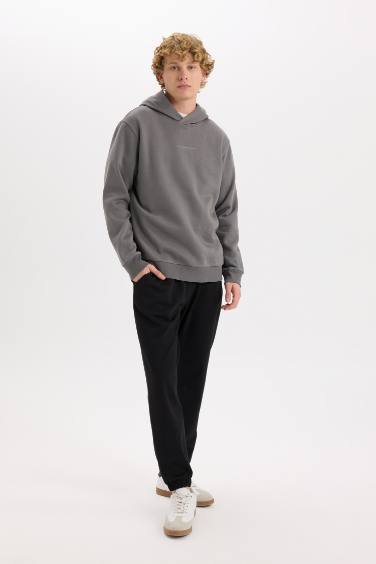 Regular Fit With Pockets Slogan Thin Sweatshirt Fabric Sweatpants