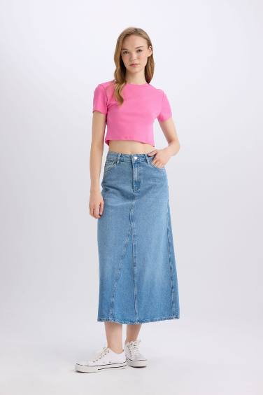 جيبة طويلة جينز فاشون فيت